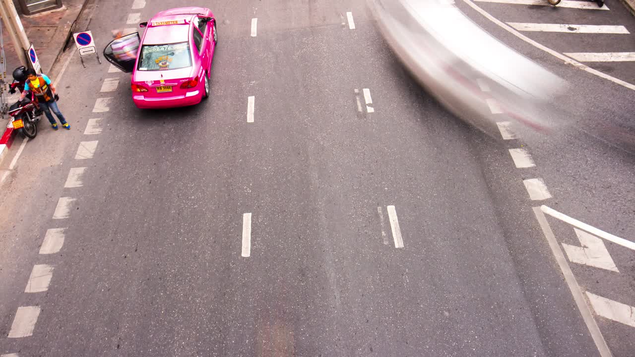 тайландское дневное освещение бангкок центр города трафик дорога мост вниз вид 4к временной интервал