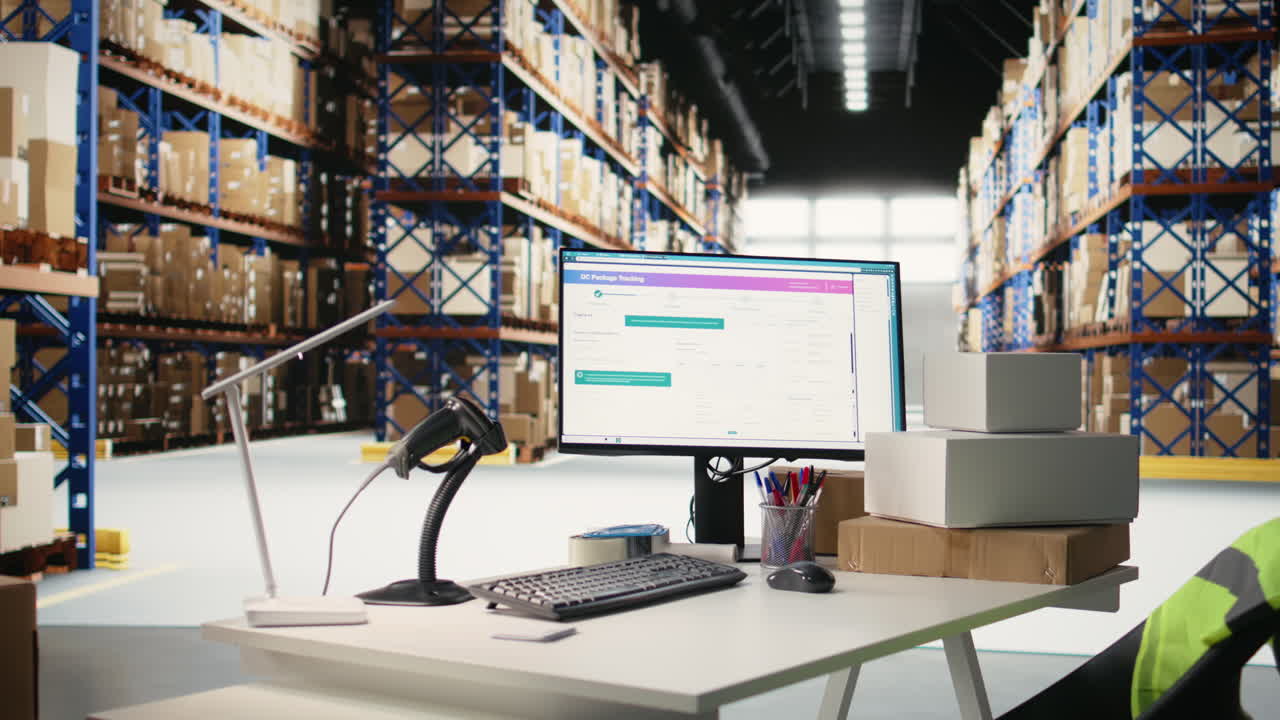 Vertical Video Empty large scale storehouse managing goods distribution from industrial racks