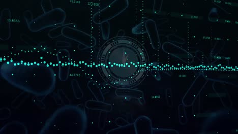 Animación-De-Ecuaciones-Matemáticas-Sobre-Escaneo-De-Alcance-Sobre-Fondo-Negro