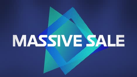 Animation-of-massive-sale-text-over-shapes-on-blue-background