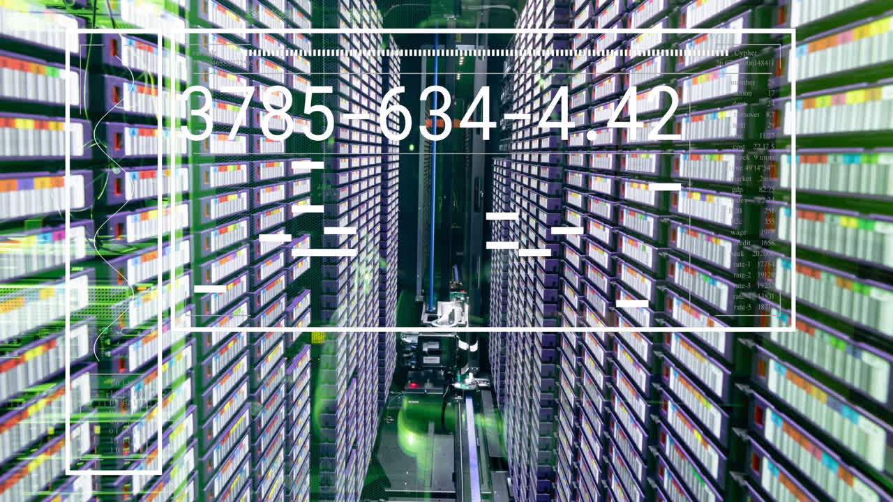 animación de la interfaz con el procesamiento de datos contra la sala de servidores de computadoras