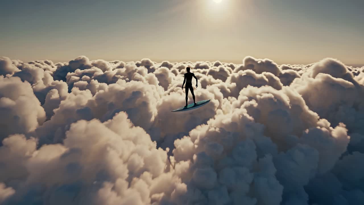Surfer Riding Clouds
