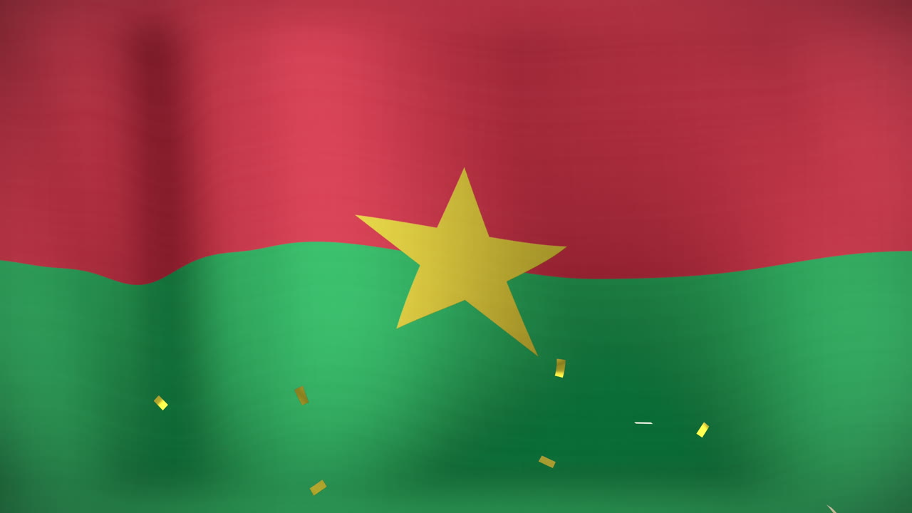 animación de confeti sobre la bandera de burkina faso
