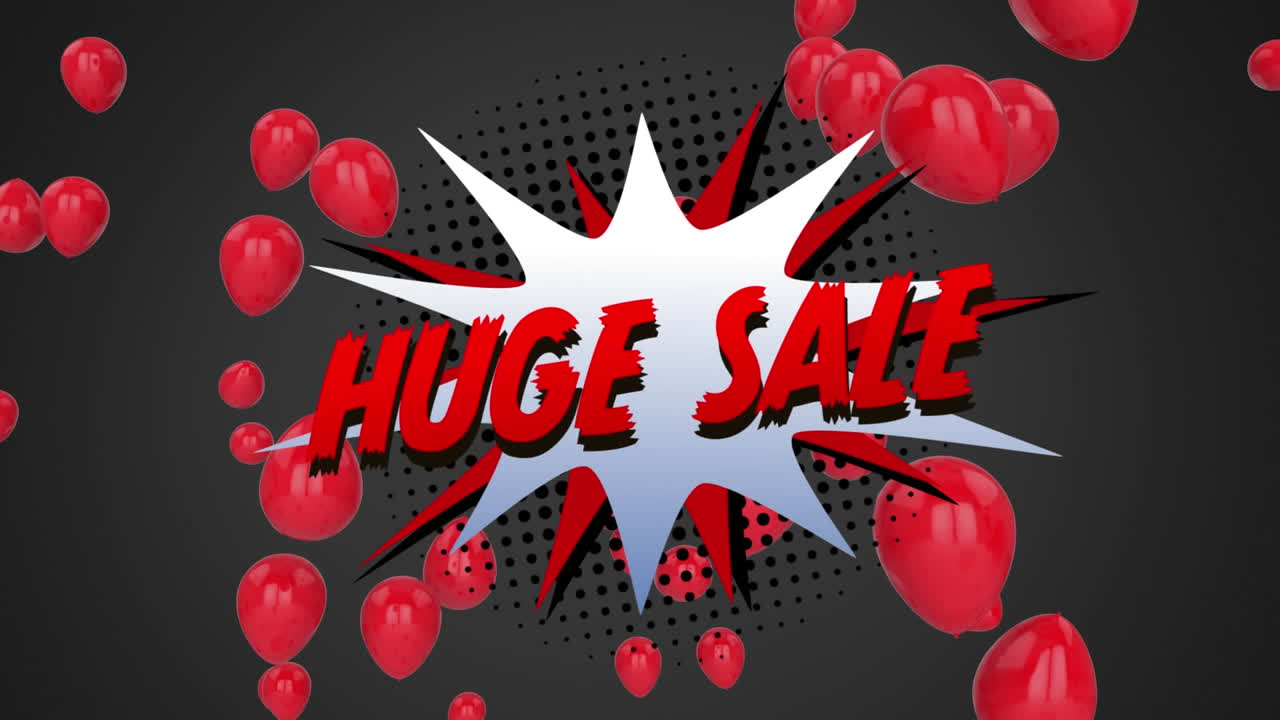 검은 바탕에  ⁇ 색 폭발의 거대한 판매 그래픽