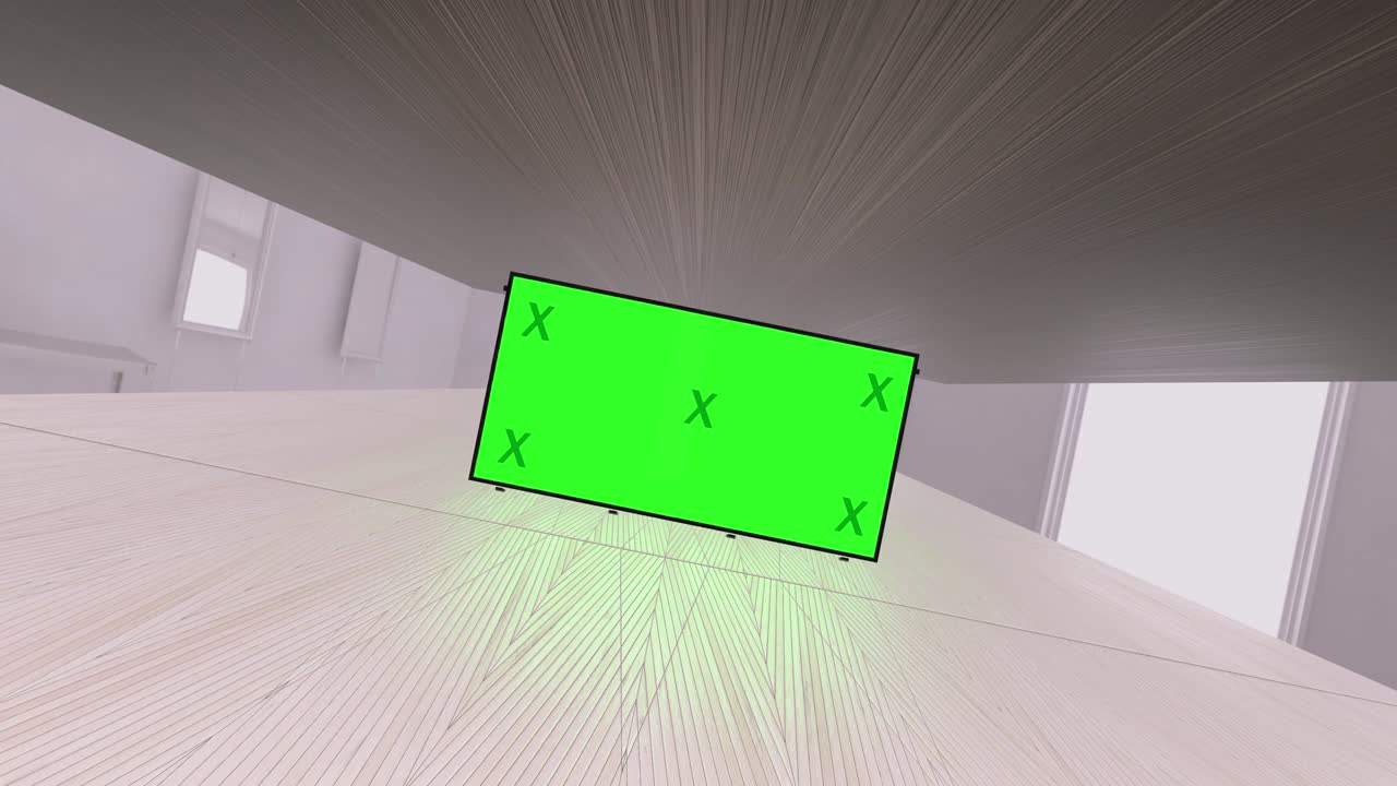 추상적인 크리에이티브 터널 및 그린 스크린 알파 채널 광고판 모형: 네온, 파란색 보라색 led 바 및 기술, sf, 미래의 사이버 크, 빈 프레임으로 3d 렌더링