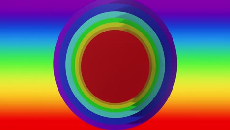 animation of colourful circles moving on rainbow background