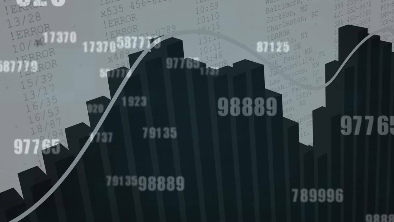 анимация обработки финансовых данных на белом фоне