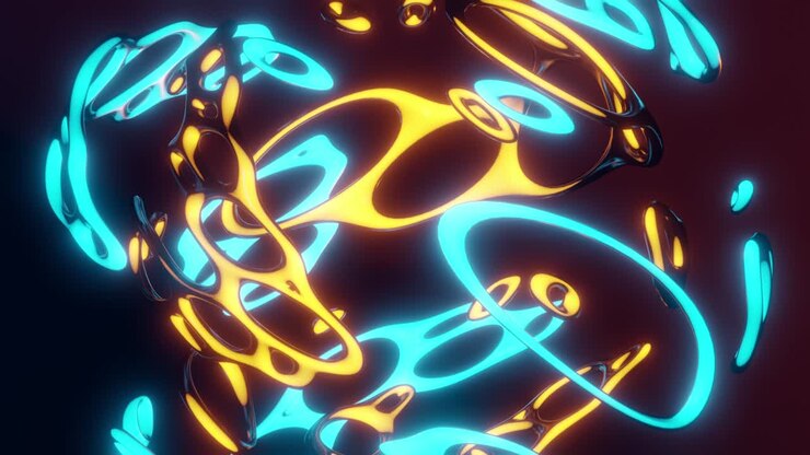 Fundo abstrato de néon com formas e linhas brilhantes. Loop de VJ, animação 3D.