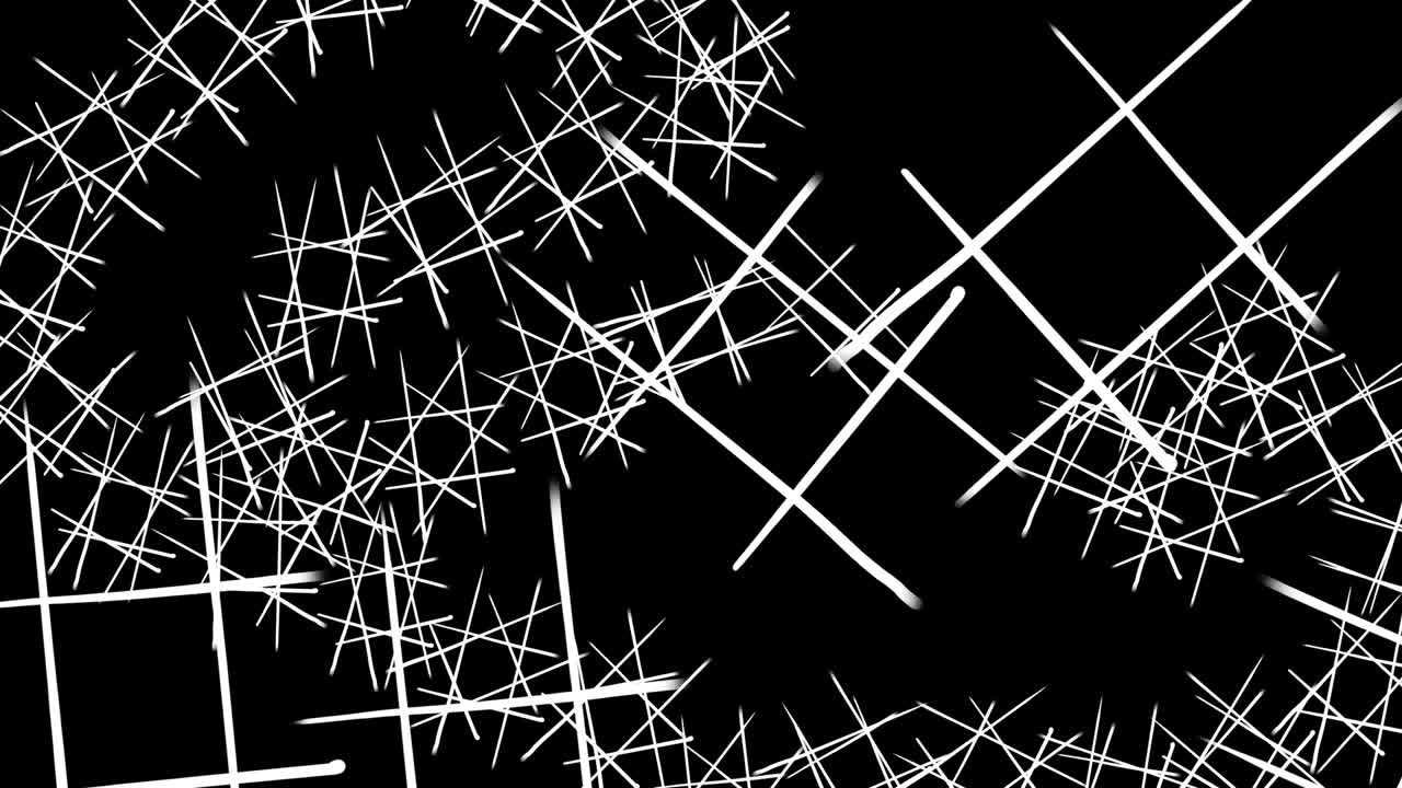 검은 화면에 색 선을 가진 거친 메모를 가진 애니메이션.