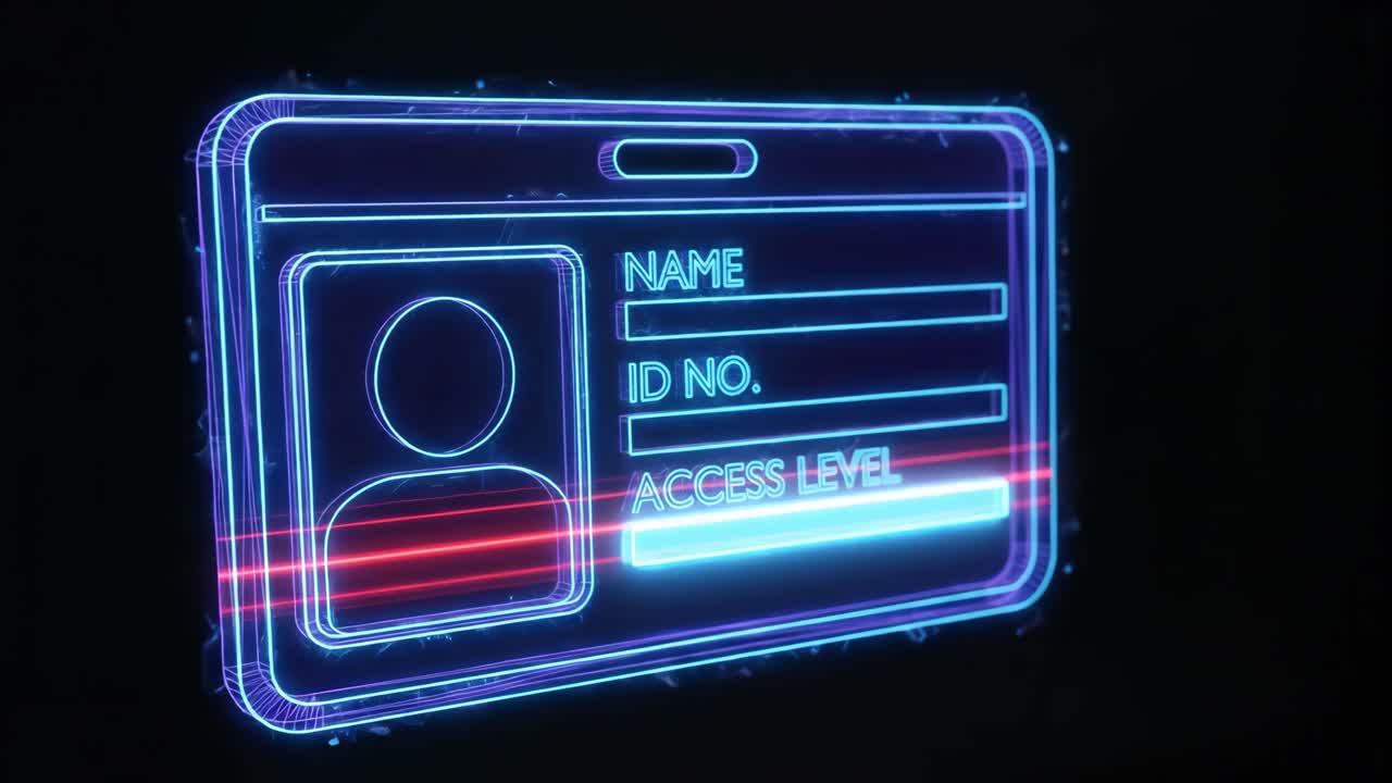 Futuristic Digital ID Card Scanning with Neon Glow