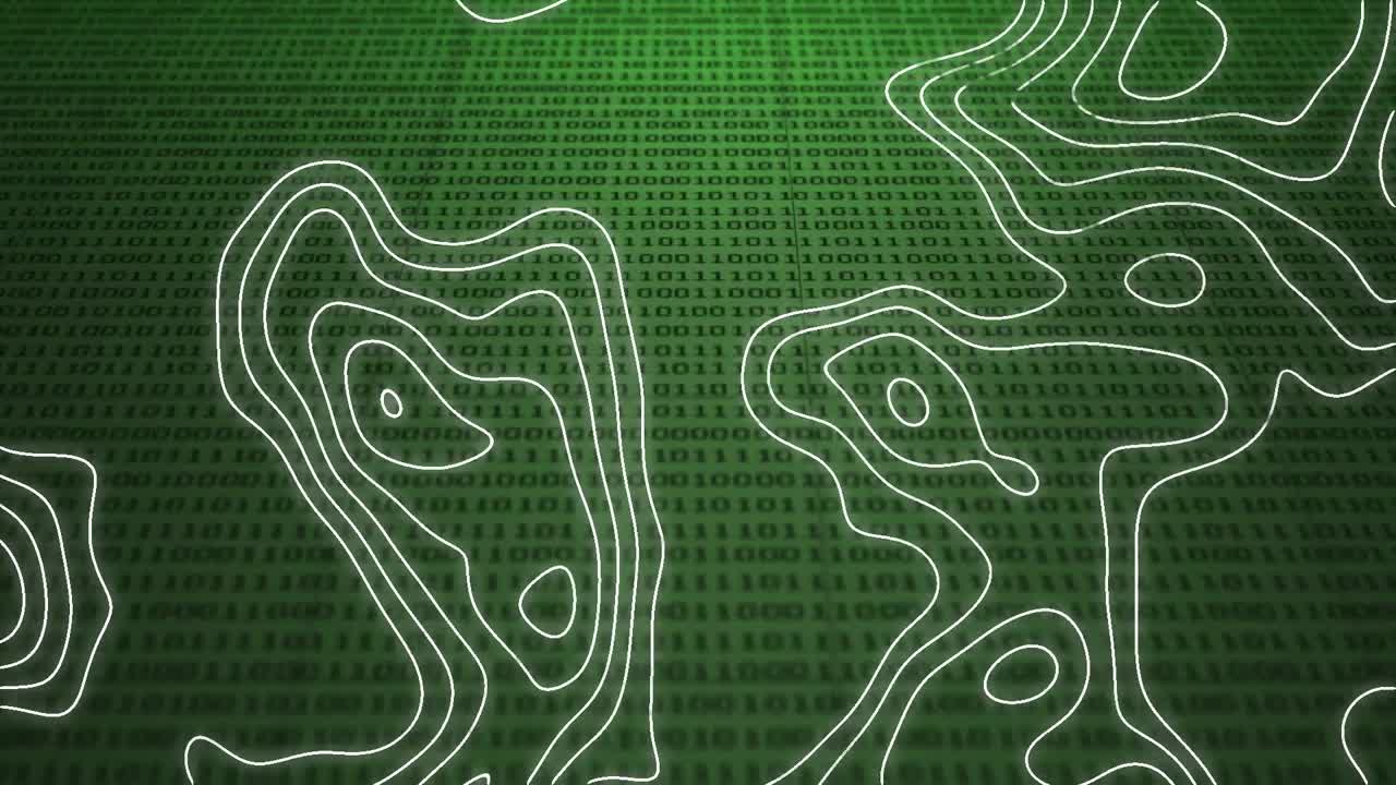 animación del procesamiento de datos a través de códigos binarios con líneas blancas