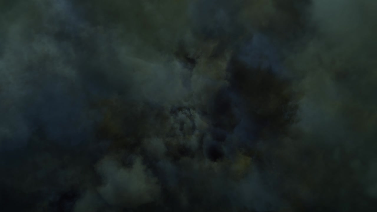 volando en la oscuridad cinematográfica nubes malvadas bucle de fondo de movimiento