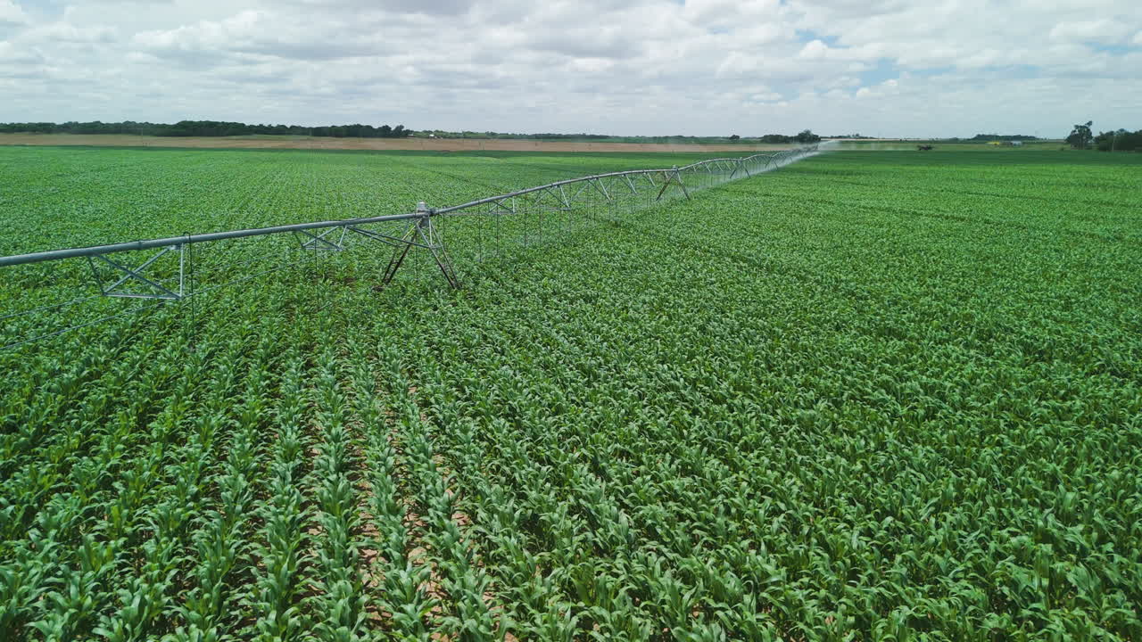 campos de maíz de oklahoma - aire bajo a lo largo del eje central de riego