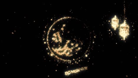 eid mubarak escrito en árabe para la celebración de la fiesta musulmana
