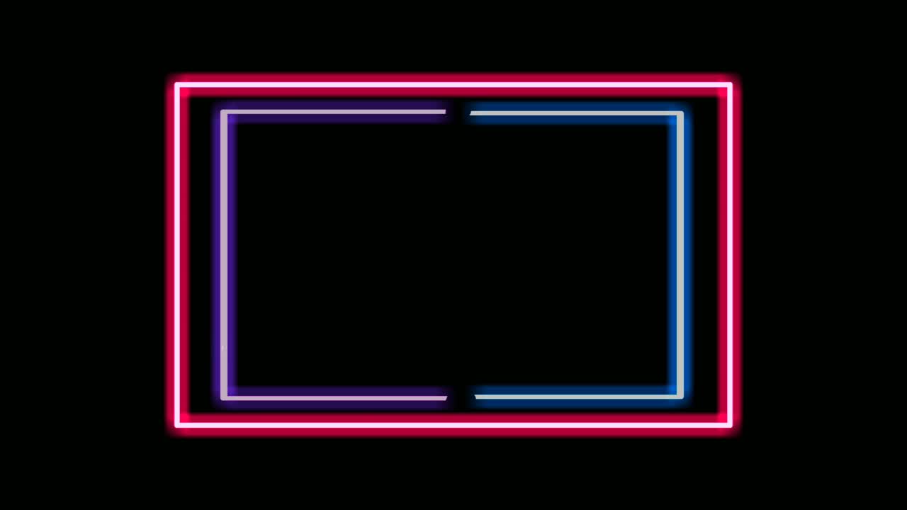 animación de borde rectangular de luz de neón sobre fondo negro