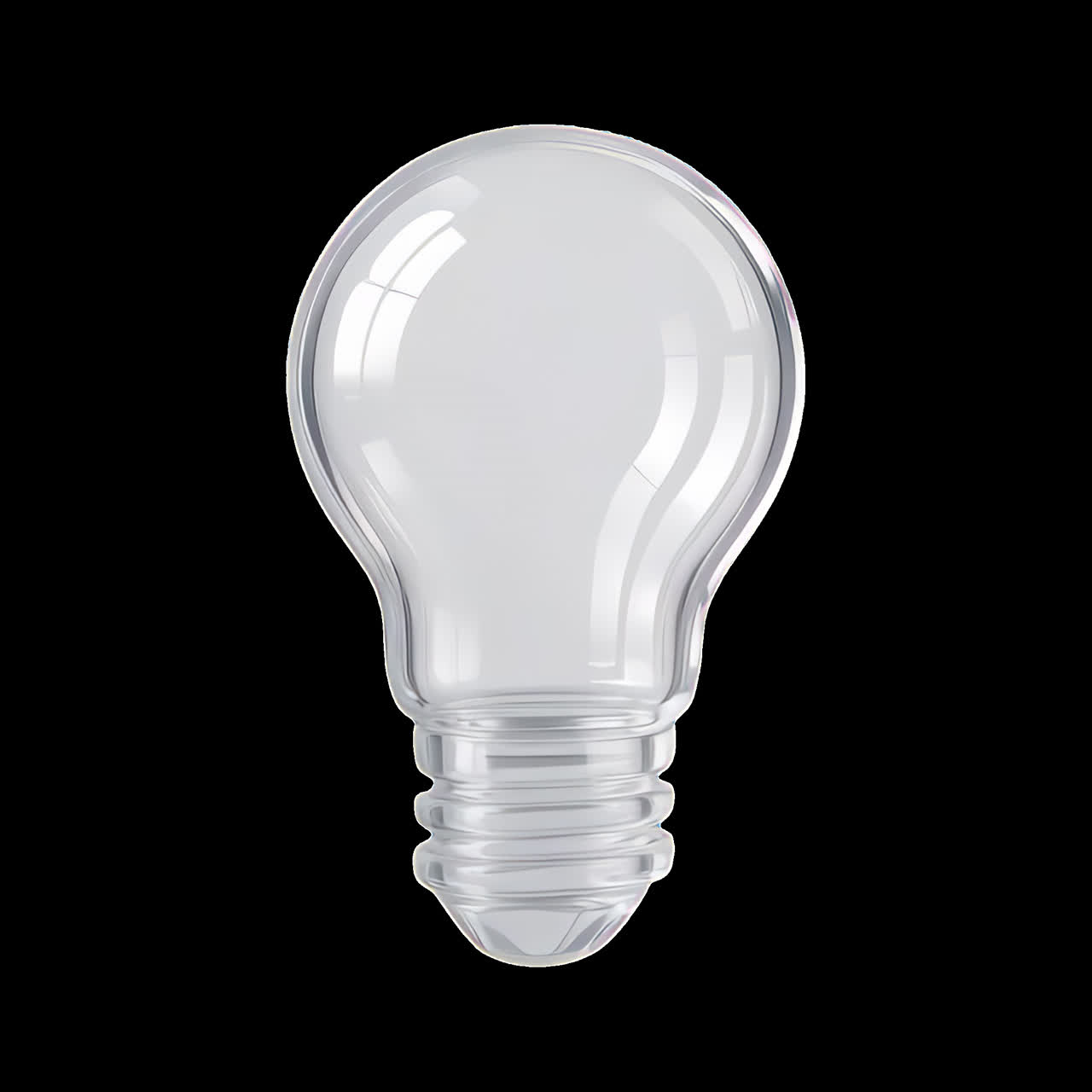 Glass lightbulb animation isolated asset, transparent 4K video, alpha channel, ProRes 4444