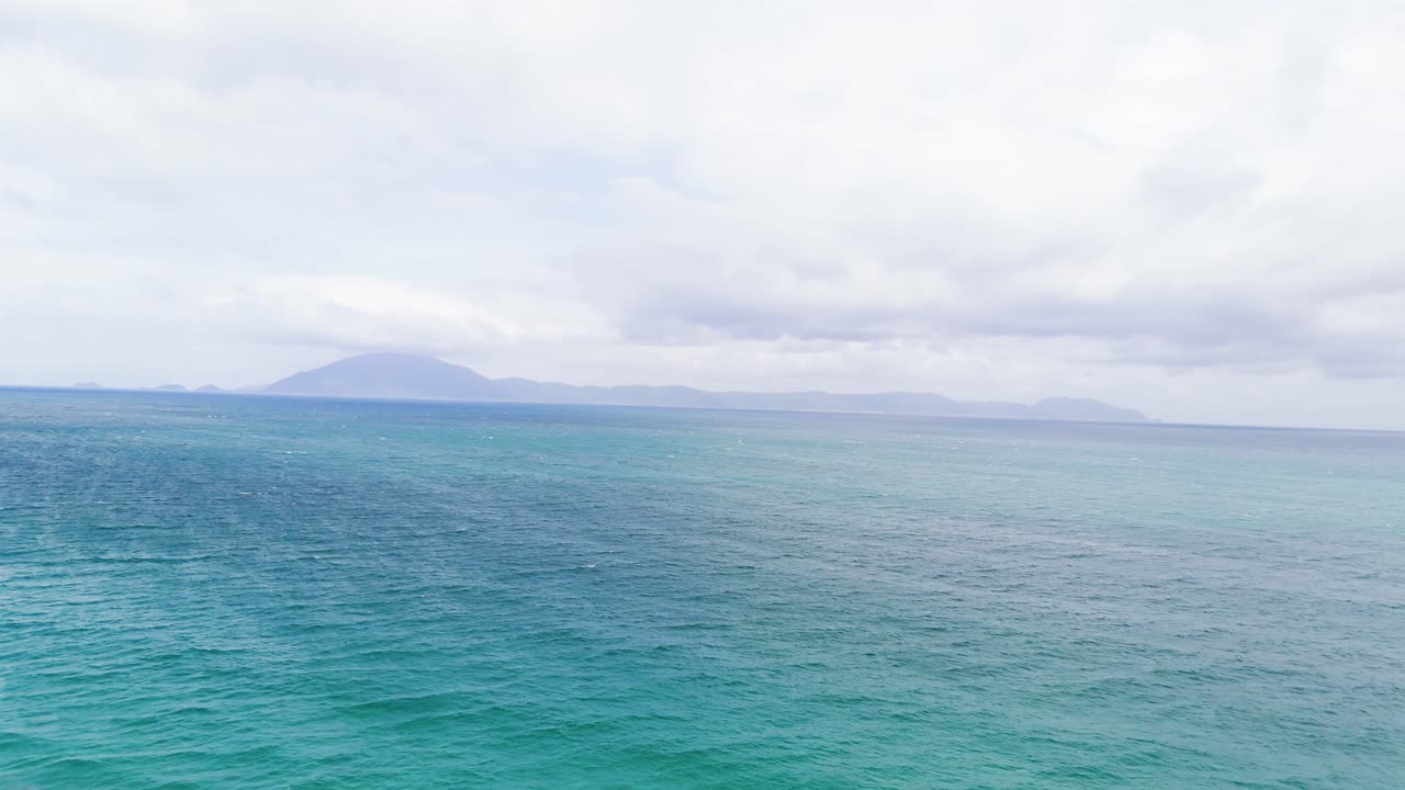 Aerial View of the Sea and Mountains in Ninh HòA.