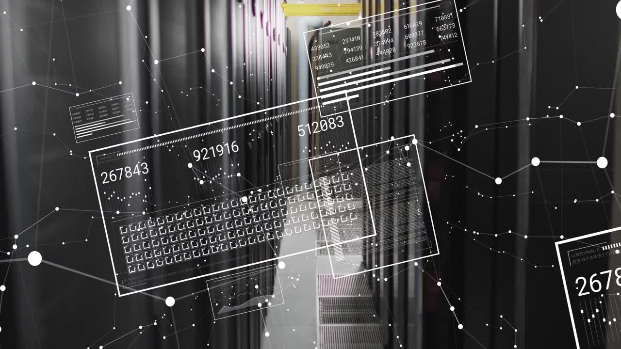 Animation of data processing with connections over computer servers