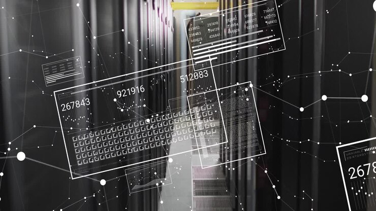Animation of data processing with connections over computer servers