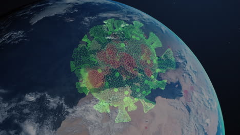 animation of covid 19 cells over globe