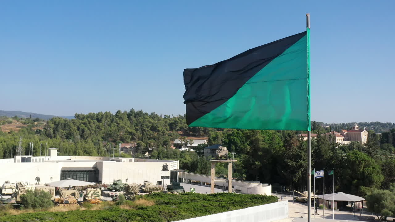 Armored Corps Flag and Tanks, Latrun Israel Drone View