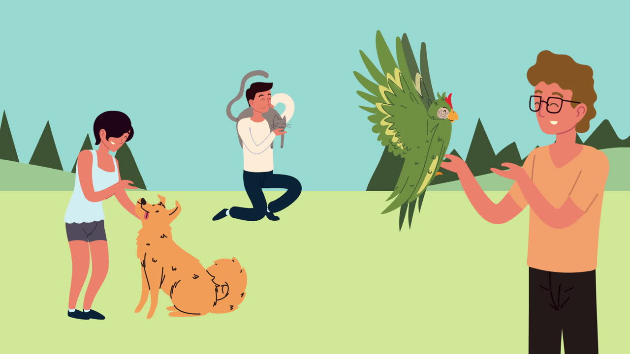 캠프에서 마스코트를 가진 사람들의 그룹