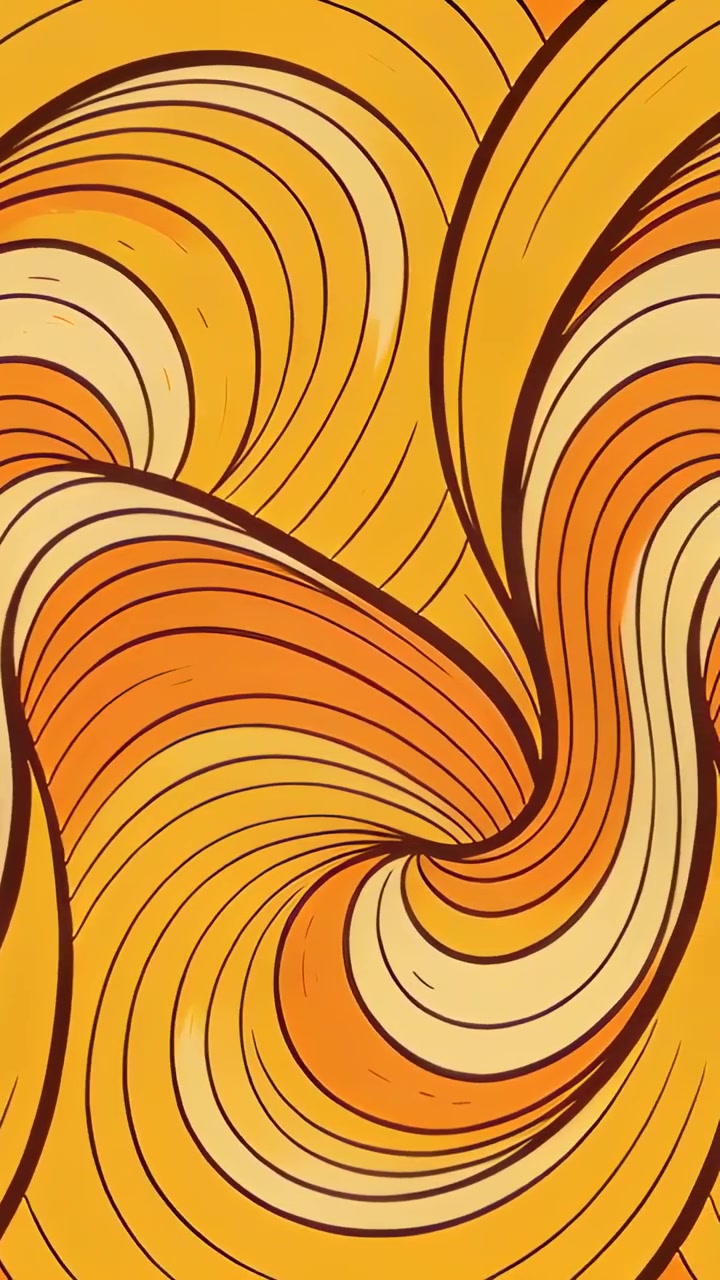 Vertical video: Clip start, abstract swirl shifting across tall crop, looping to reveal ochre bands
