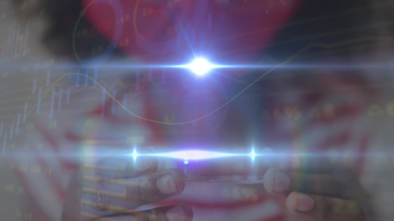 안면 마스크를 착용한 실험실 접시를 들고 있는 소녀에 대한 데이터 처리 애니메이션