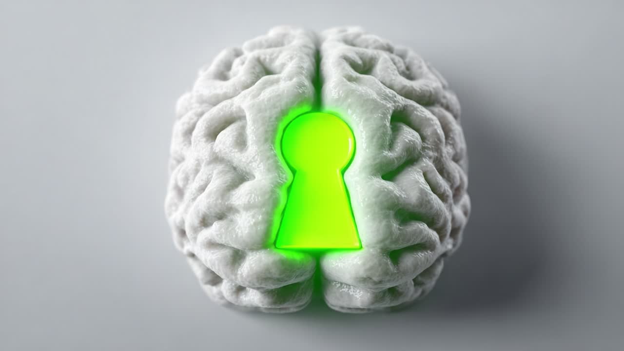 Exploring Cognitive Access: A Visual Representation of the Brain with a Keyhole Symbolizing Unlocking Mental Potential and Knowledge