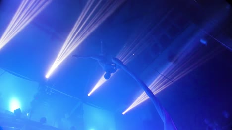 aerial silks performance in a nightclub