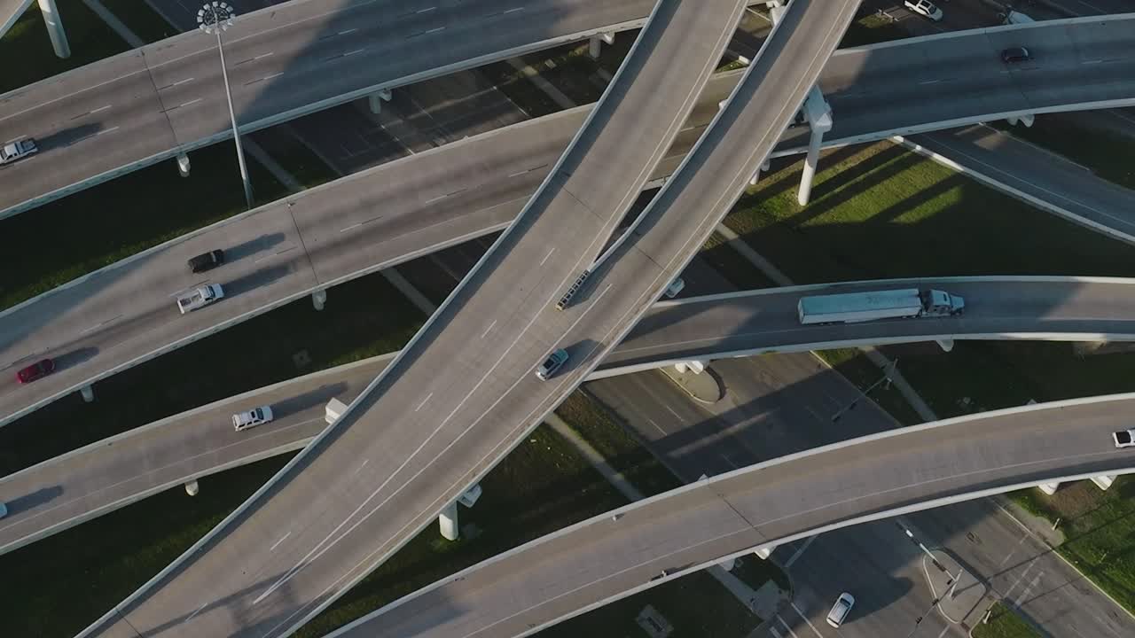 View of downtown Dallas highways and overpasses in Texas