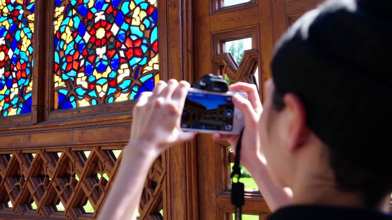People Taking Photos at a Palace in Central Asia