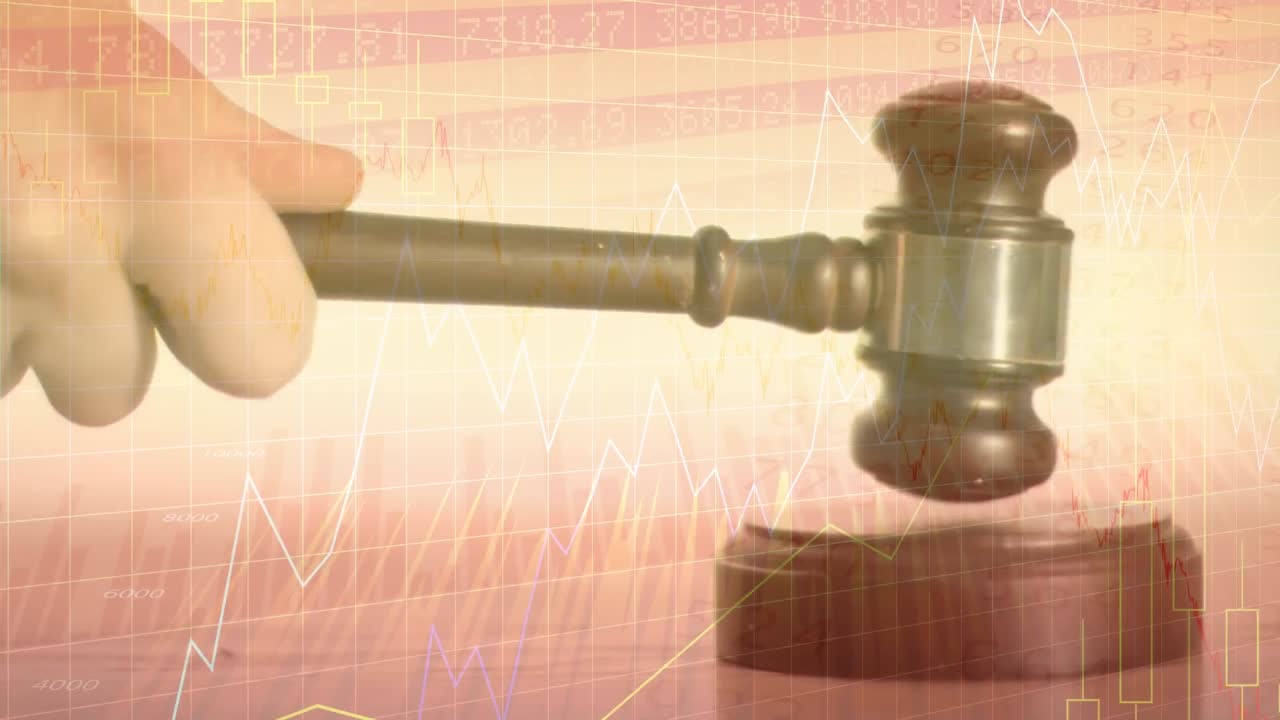 Animation of statistics processing over auctioneer's hammer