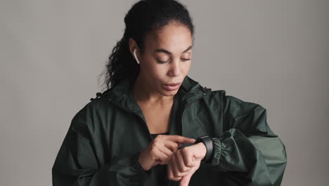 african american woman over white background.