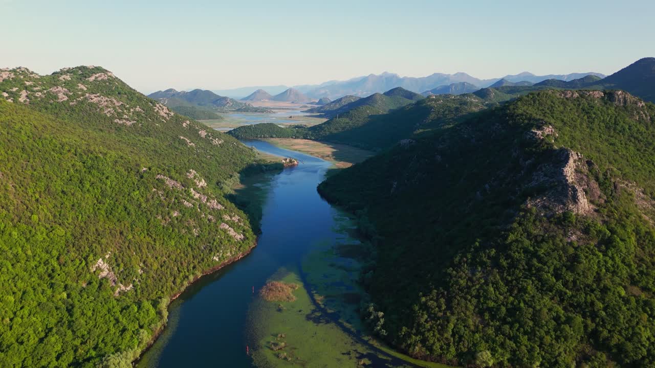 Gradual Aerial Ascent Over Lush Balkan River Valley