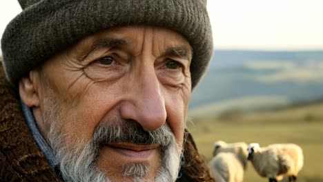 close-up portrait of an elderly shepherd