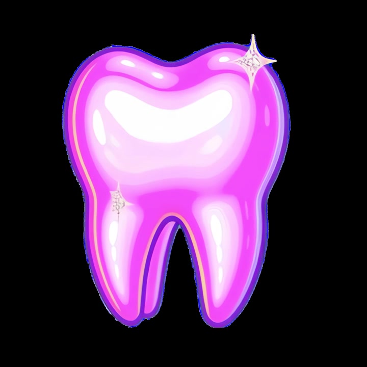 Animated Shiny Pink Tooth with Sparkling Effect