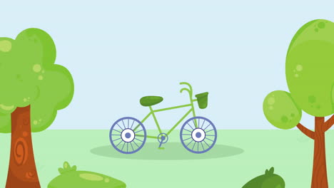 ecology animation with green bicycle animation