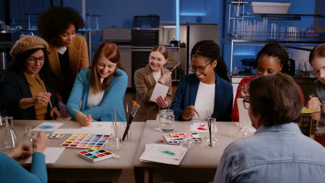 art class with diverse group of women