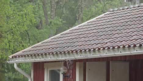 EXTREME-WEATHER---heavy-rain-causes-the-gutter-to-overflow