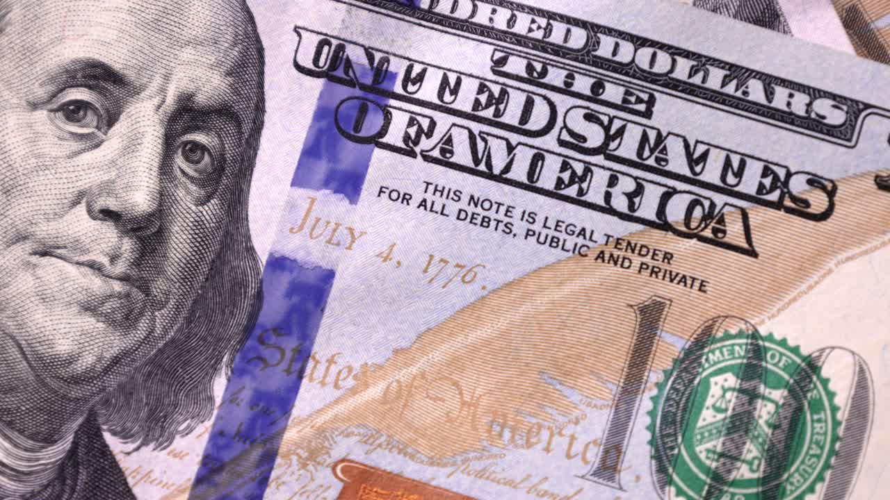 미국 달러 (usd), 지폐, 종이 돈, 지폐, 100 달러, 환율, 통화.