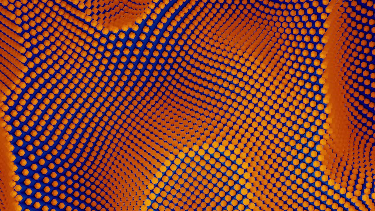 Abstract Orange and Blue Hexagon Pattern