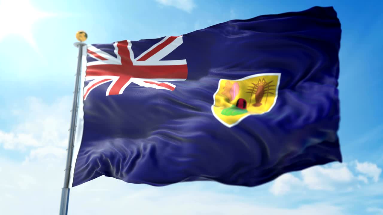 터크와 카이코스 섬의 발은 3d 렌더링 영상으로 완벽하게 여 있습니다.