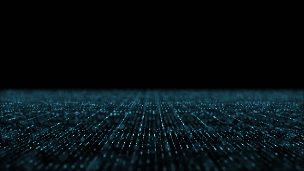 Futuristic digitally generated motion abstract particles matrix cyber environment of big data analytic artificial intelligent simulation, loop video for digital background