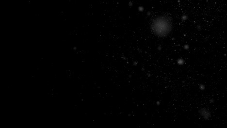 beautiful dust particles moving on black background in slow motion. looped 3d animation of floating particles in dynamic wind in the air with bokeh.