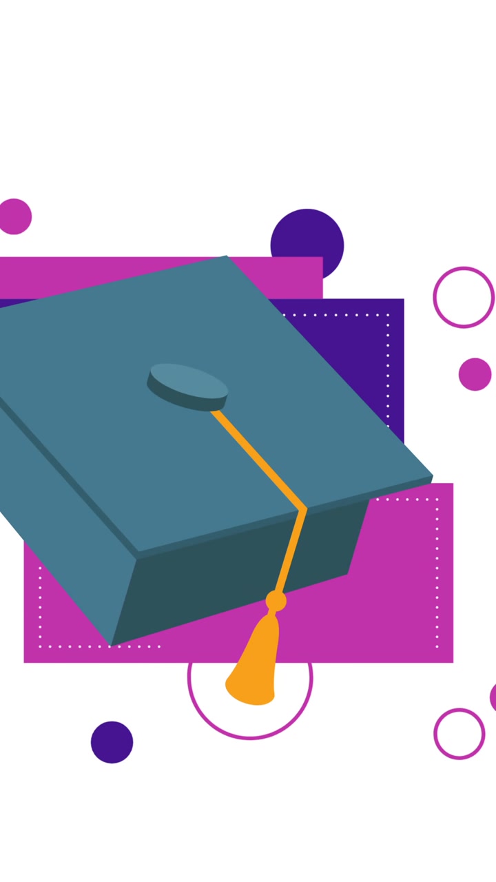 Animation of graduation cap icon moving on white background