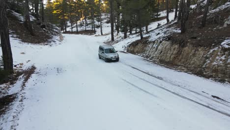 car driving on snowy road