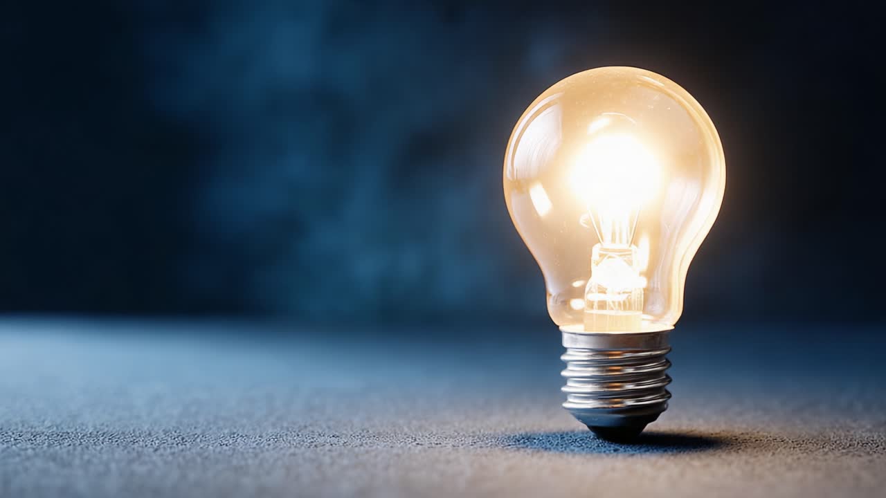 A Captivating Visual Journey of a Light Bulb Transitioning from Off to Brilliantly Illuminated, Showcasing the Power of Illumination and Innovation