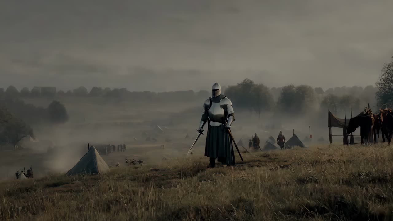 caballero medieval en el campo de batalla