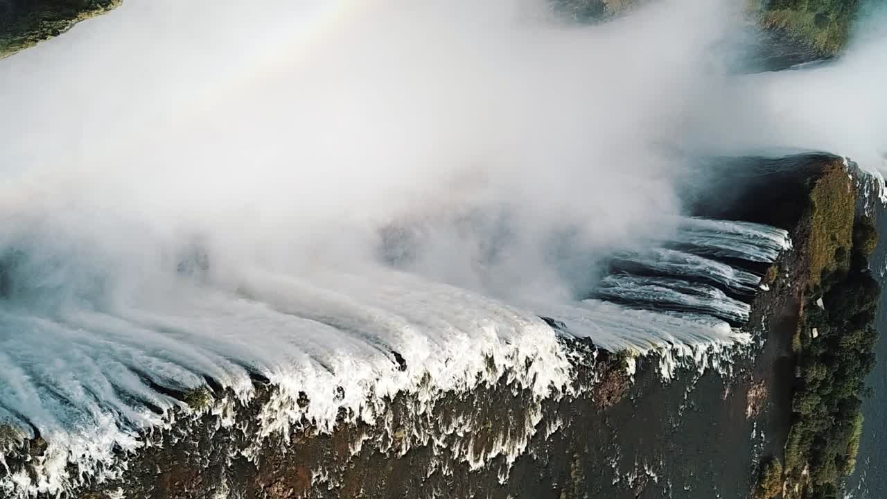 Vertical Aerial View Victoria Falls, Shungu Namutitima at the Border of Zimbabwe and Zambia in Africa